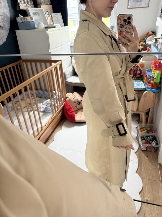 Bawełniany beżowy trencz zara jak NOWY