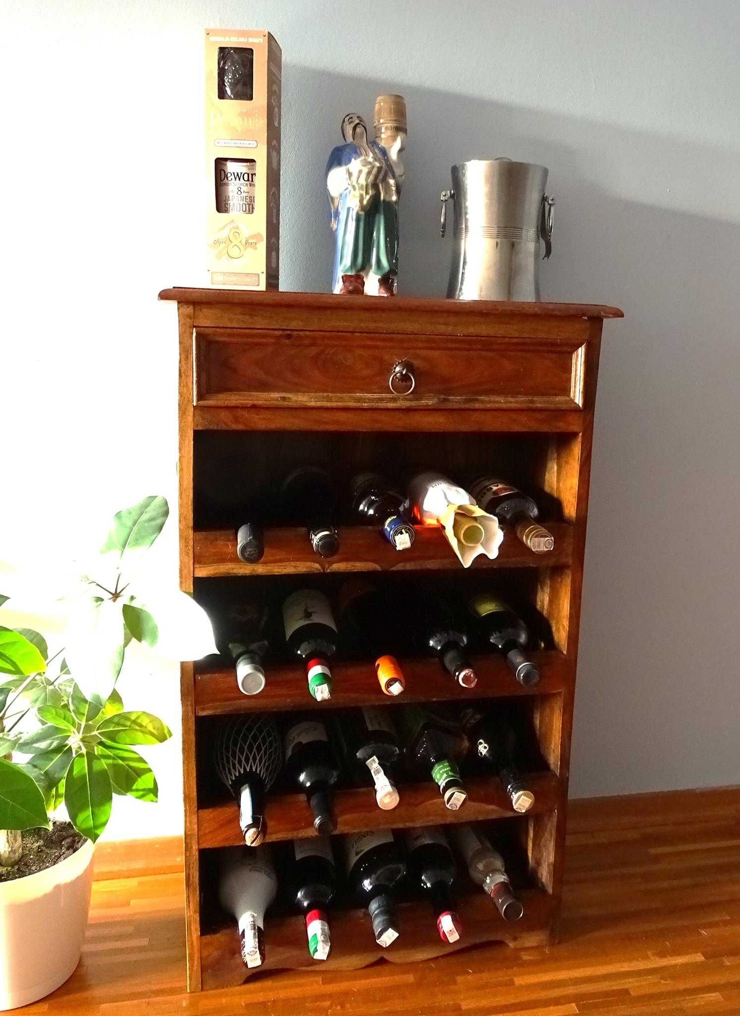Kolonialna, szafka na wino z drewna palisander w bdb. stanie