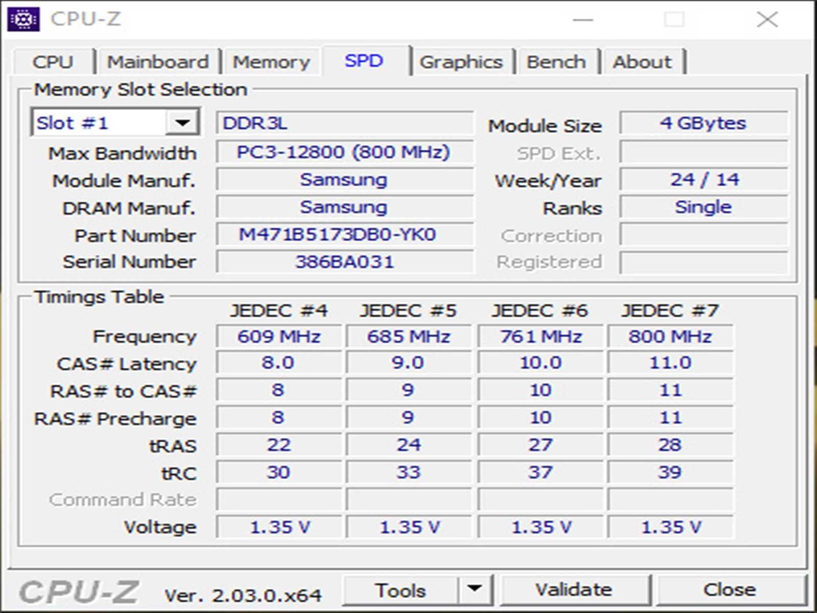 DDR3 8GB Samsung 12800 L
