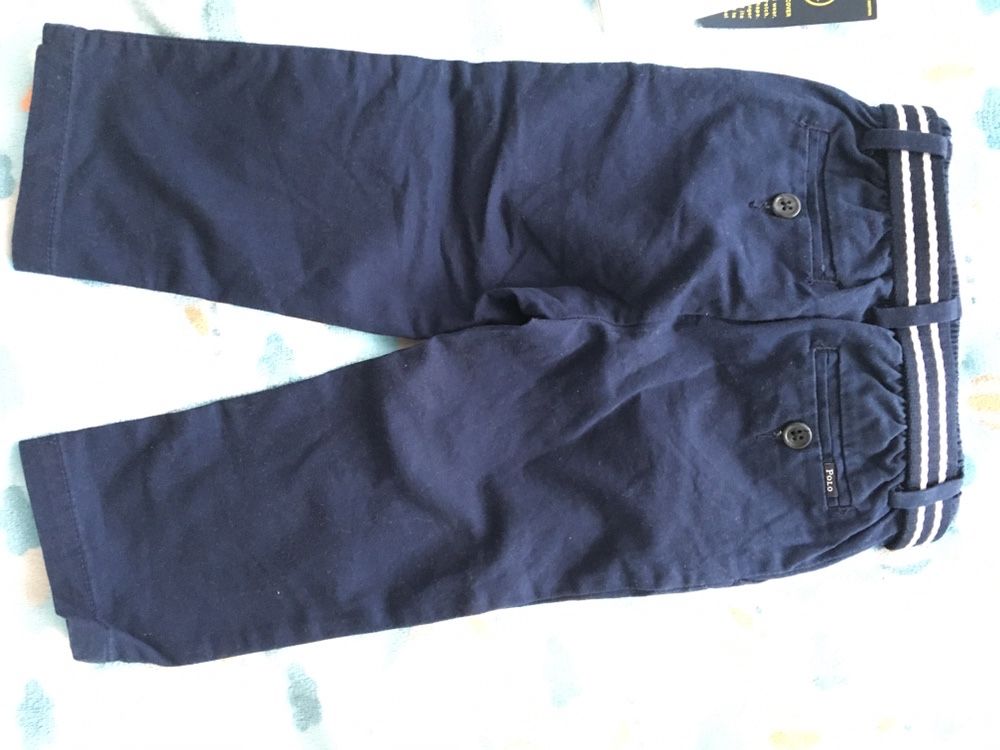 Nowe spodnie Polo Ralph Lauren z paskiem, na chrzest, święta, roczek