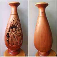 Дерявянно декоративная резная ваза ручной работы "Веселі музики"