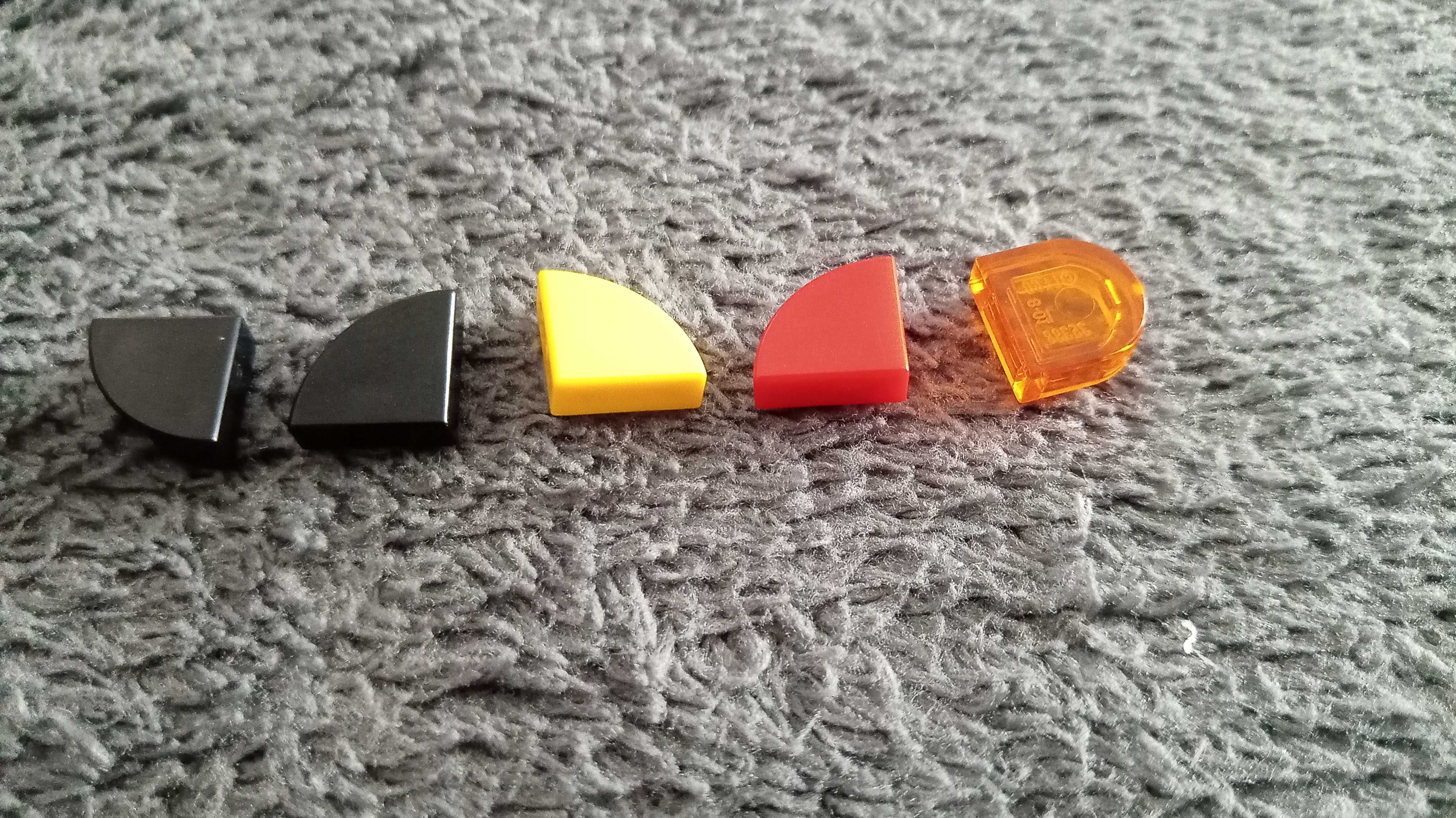LEGO płytka gładka 1x1 ćwiartka półkole mix 5 szt 5szt