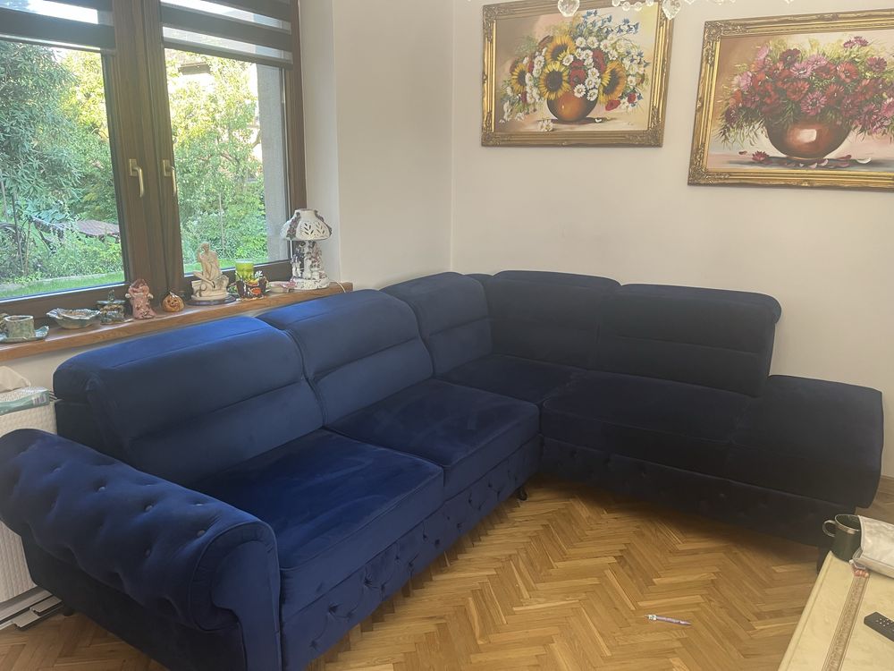Narożnik welur z pojemnikiem