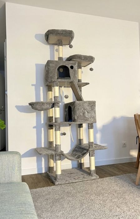 Drapak dla kota XXXL wieża drzewko budka legowisko wysoki 206cm szary