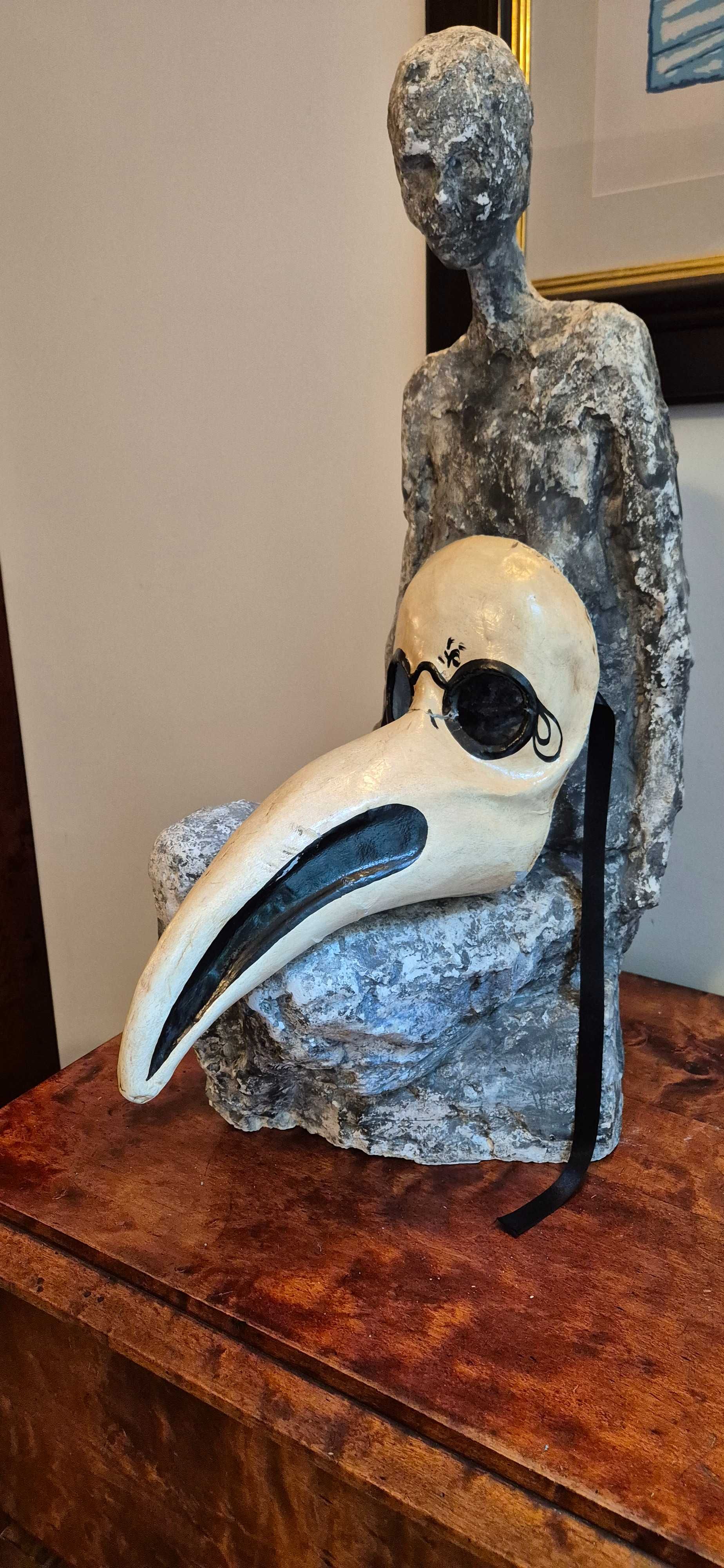 Unikat karnawałowa maska wenecka paper mache 1900r. Lekarz dżumy cudo