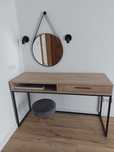 Toaletka loft Black Red white drewno + czarny + stołek homla + lustro