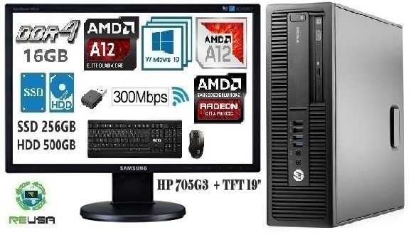 Pack Pc+TFT 19" HPG3-6ªG-AMD-3.7G|16G-Dr4|SSD256+HD500|KIT|WIFIW10|W11