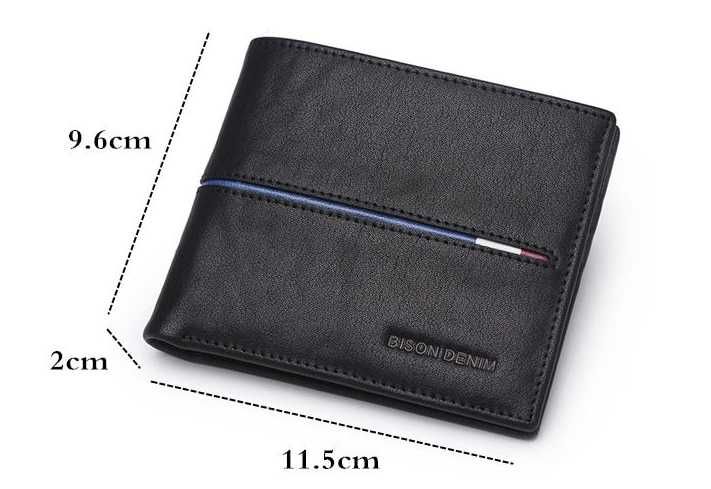 Мужское кожаное портмоне Bison Denim Charlie Smooth Skin Black