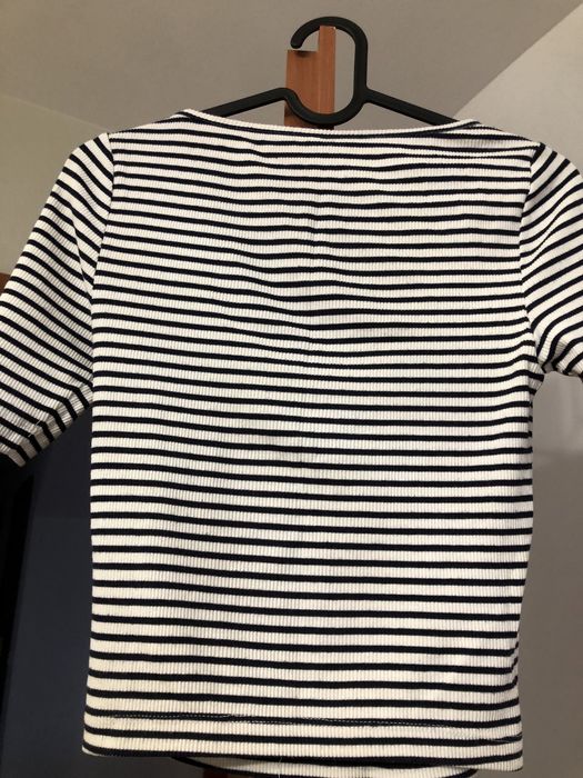 Crop top koszulka z krótkim rękawem w paski rozmiar S Stradivarius
