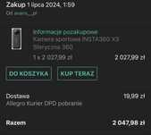 Kamera insta360 x3 sferyczna 360 igła jak nowa pelen komplet gopro dji