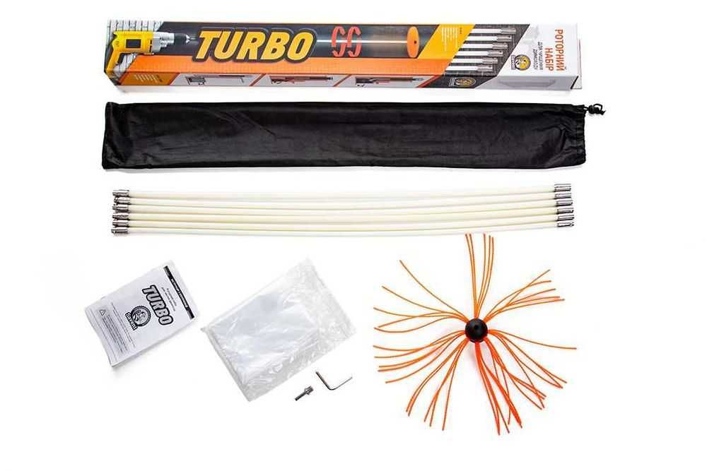 Роторный набор для чистки дымоходов Savent TURBO (1 м х 6 шт).