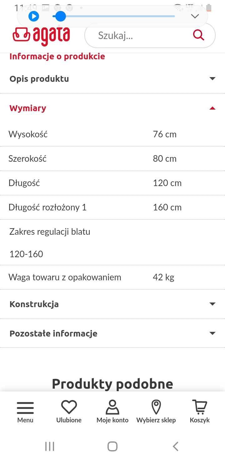 Stół rozkladany biały połysk