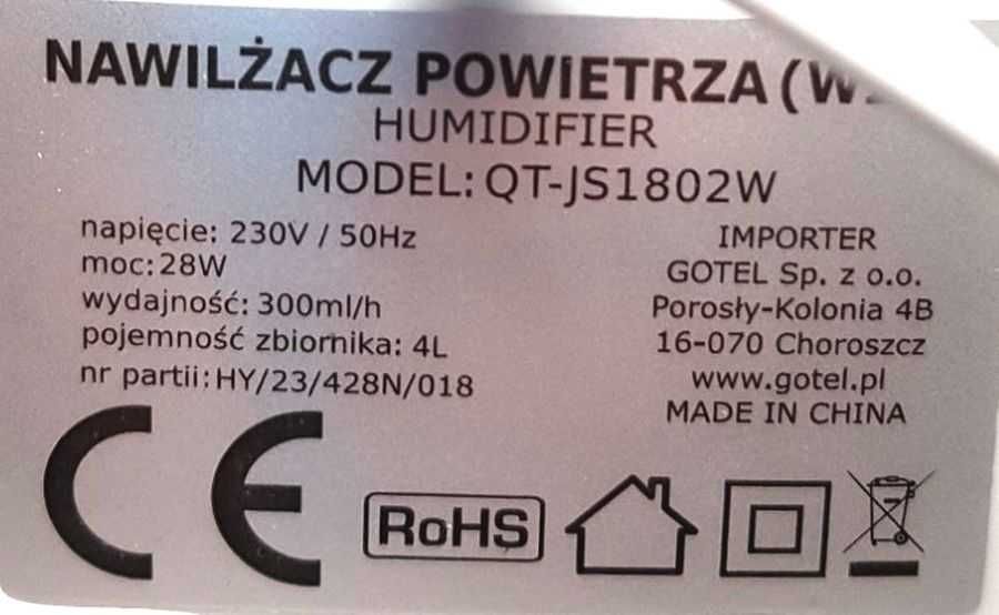Nawilżacz Powietrza CARUZZO QT-JS1802 WIFI Komplet
