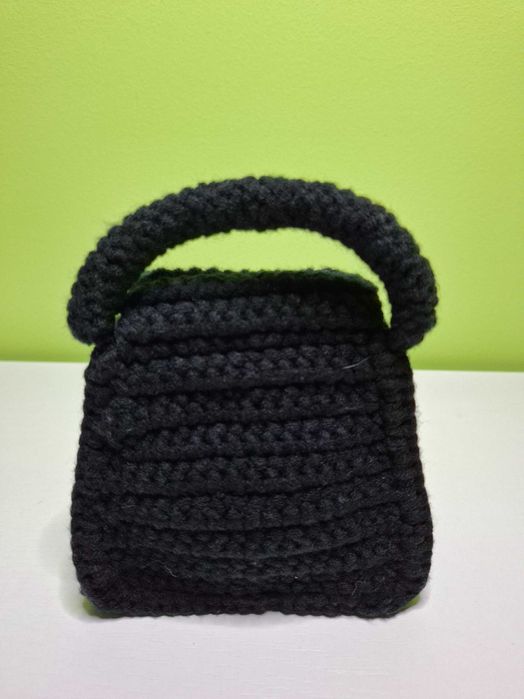 Czarna Torebka Wełniana MINI Ręcznie Robiona (Miękka)