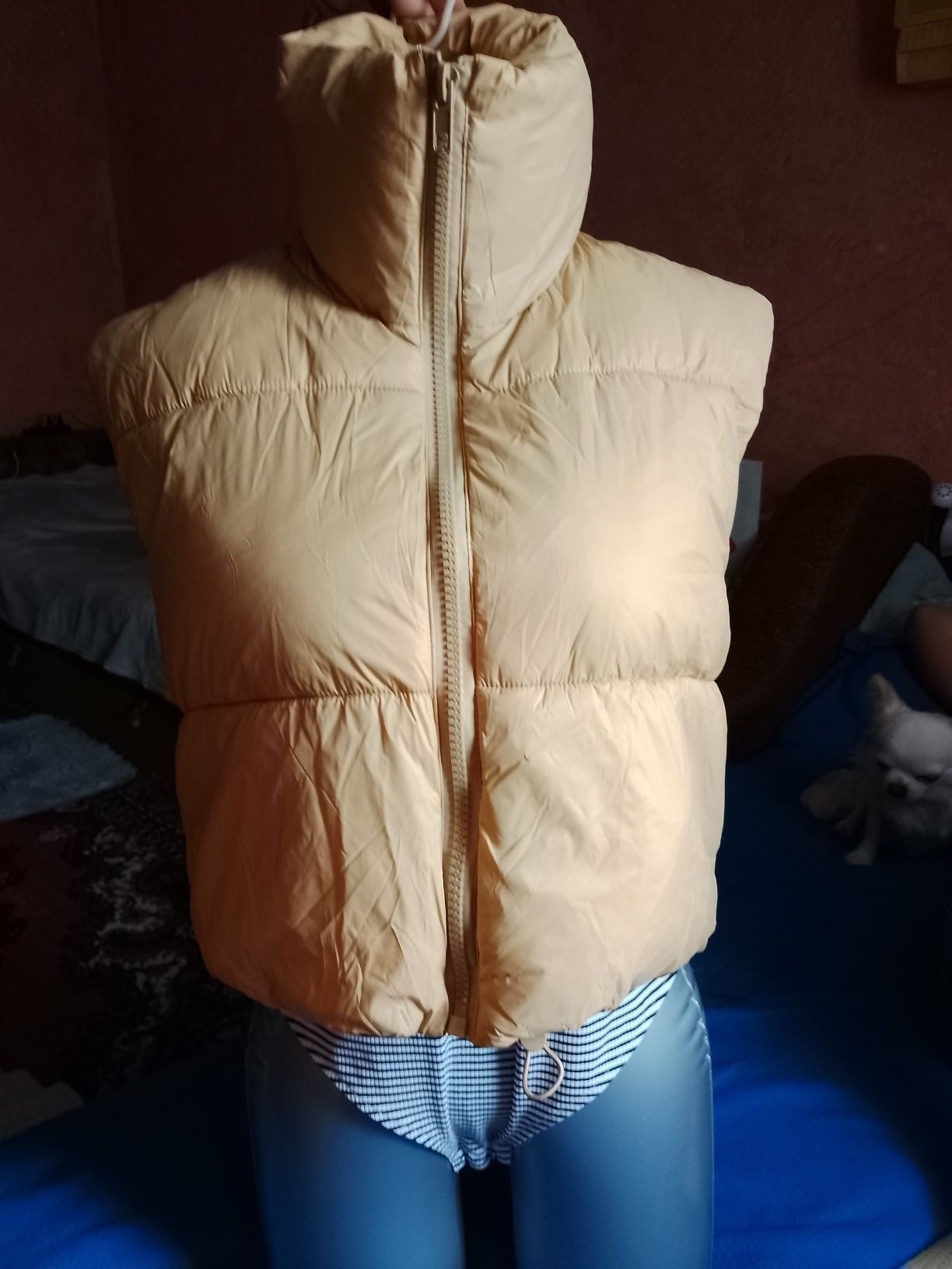 Нова бежева укорочена желетка