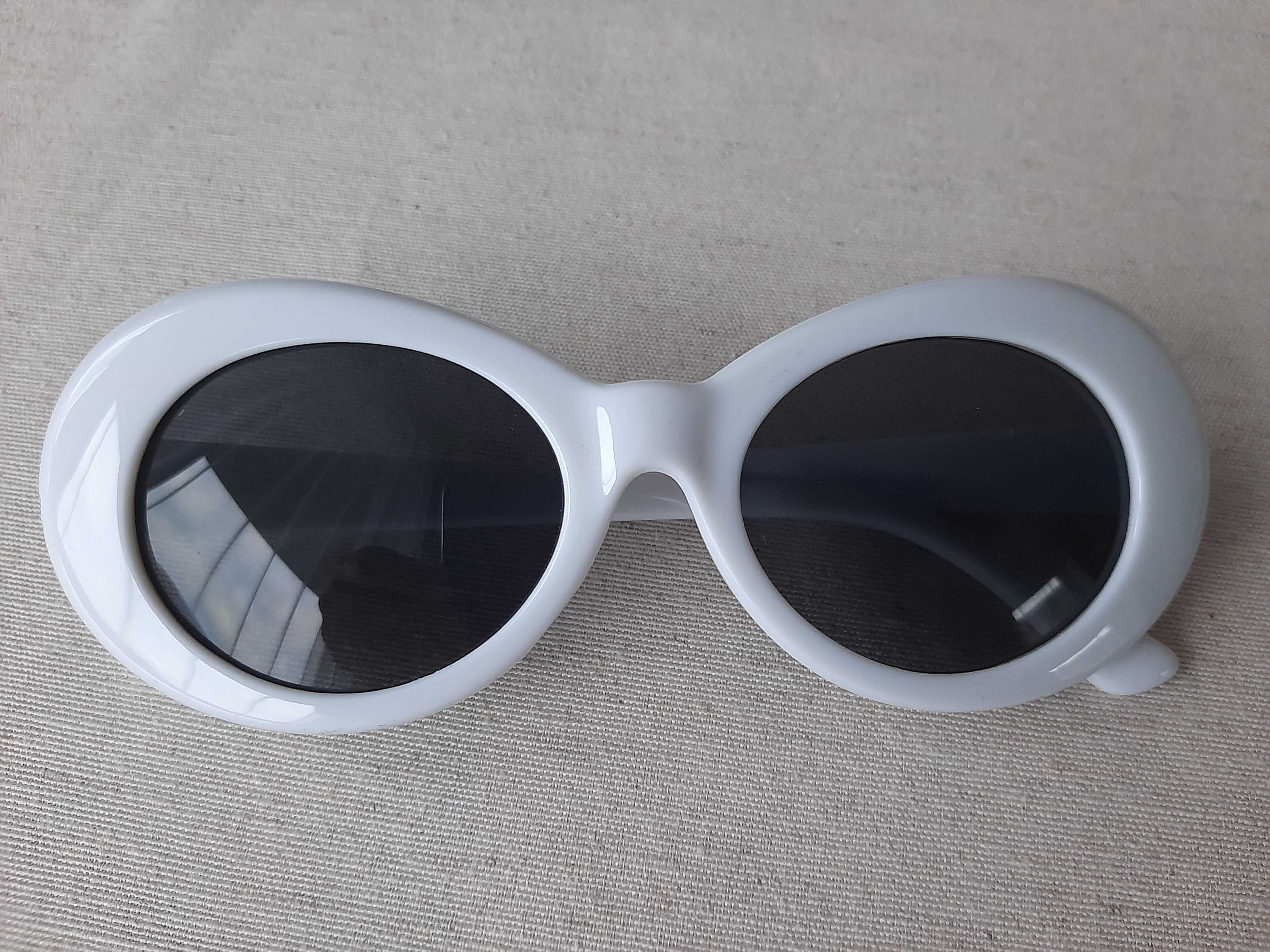 Shein - białe, owalne, damskie okulary