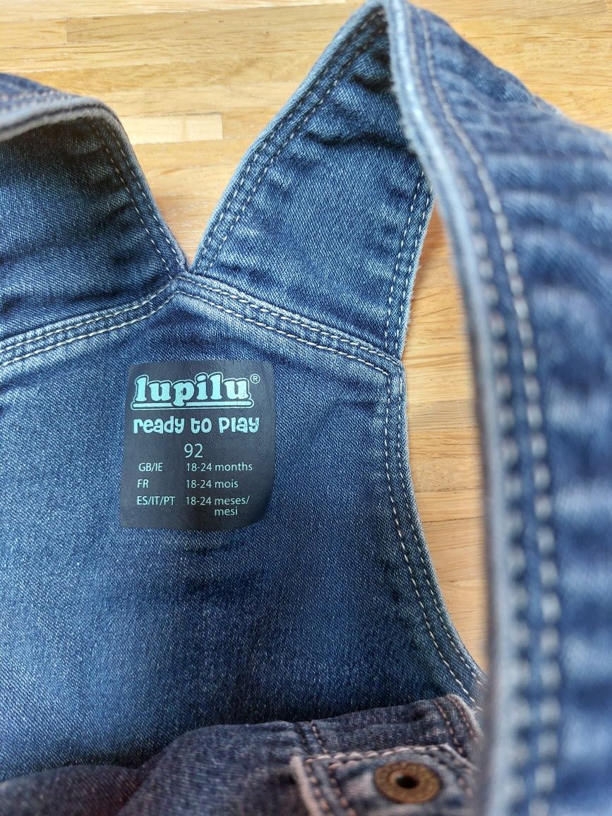 Spodnie jeans ogrodniczki LUPILU r. 92