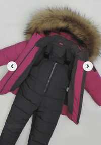Детская зимняя куртка с натуральным мехом / костюм 122-128 тм teplee