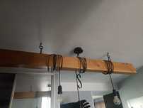 Lampa sufitowa żyrandol  belka 160 drewno z 3 żarówkami