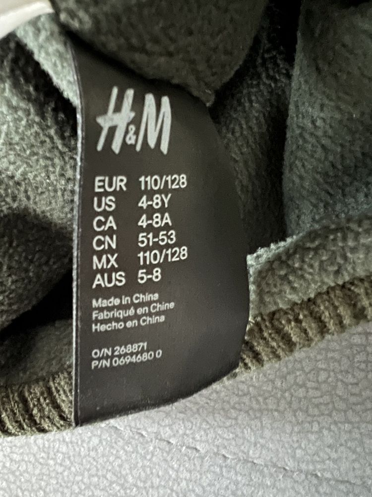 H&M czapka zimowa na polarze z nausznikami r.104,116 4,6L