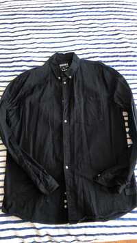 Koszula męska L - czarna, gruba bawełna - Bershka