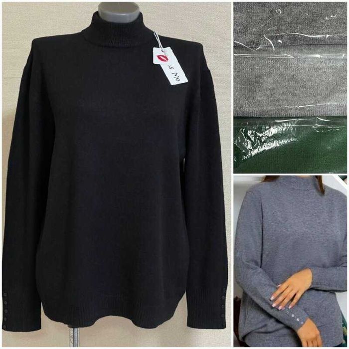 Стильний,затишний светр,горло-стійка,з гудзиками на рукавах,р-и 50-56