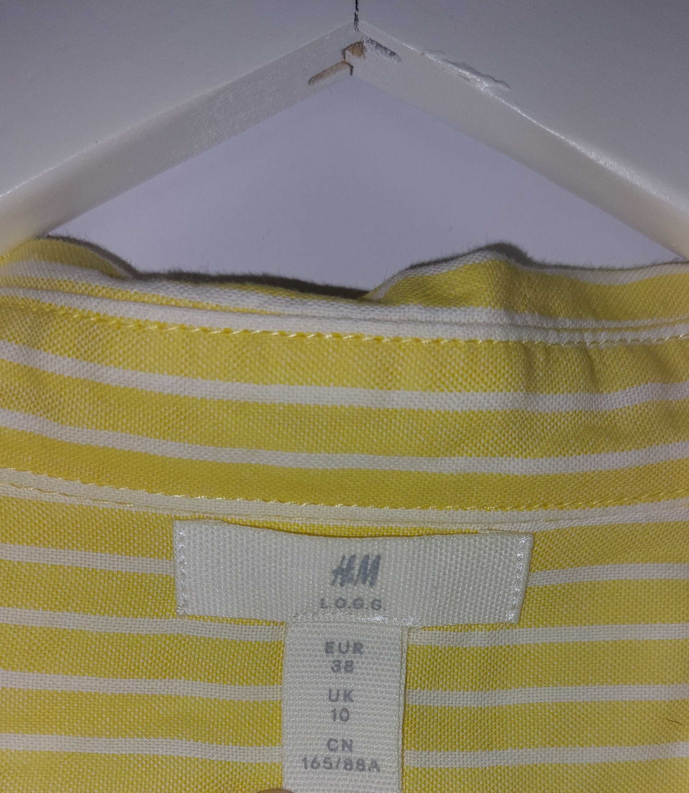 H&M Żółta koszula w białe paski