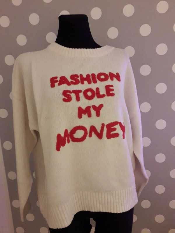 Biały sweter SINSAY fashion stole my money L
