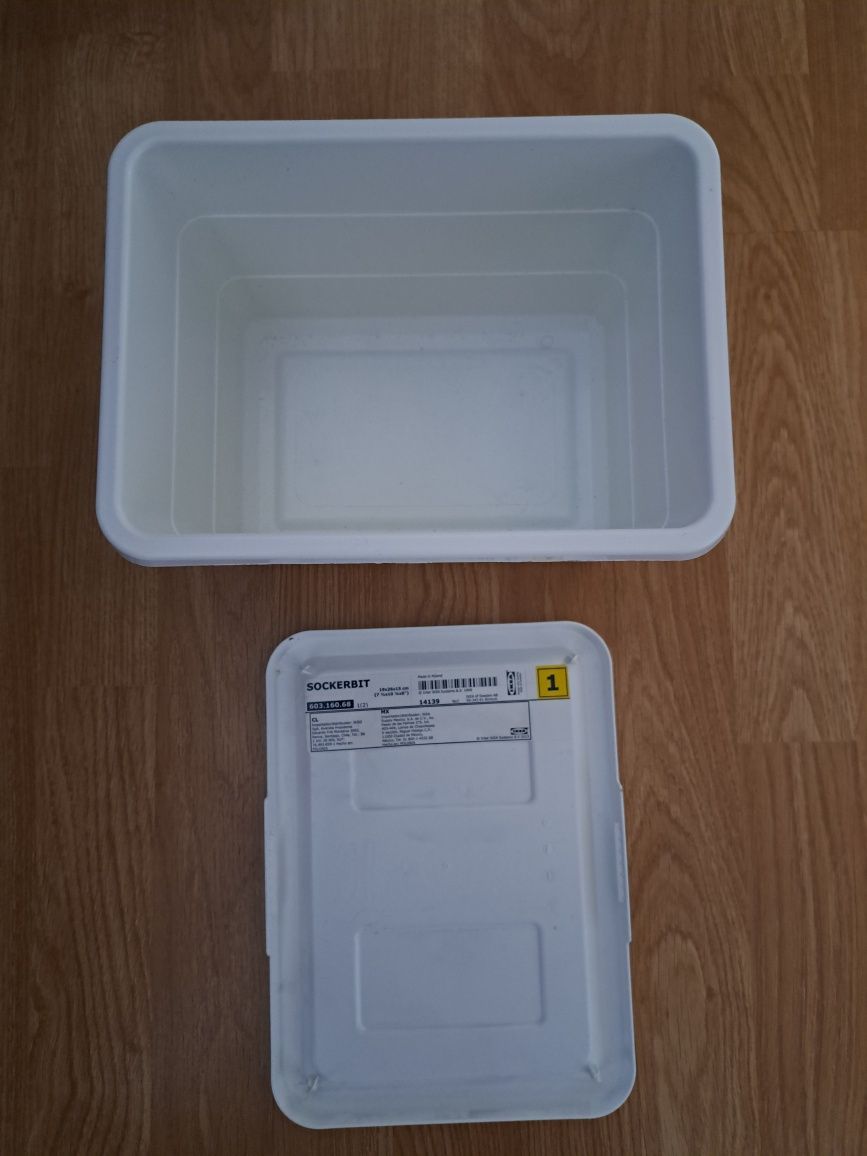 Pojemnik plastikowy biały Ikea Sockerbit 25x19x16