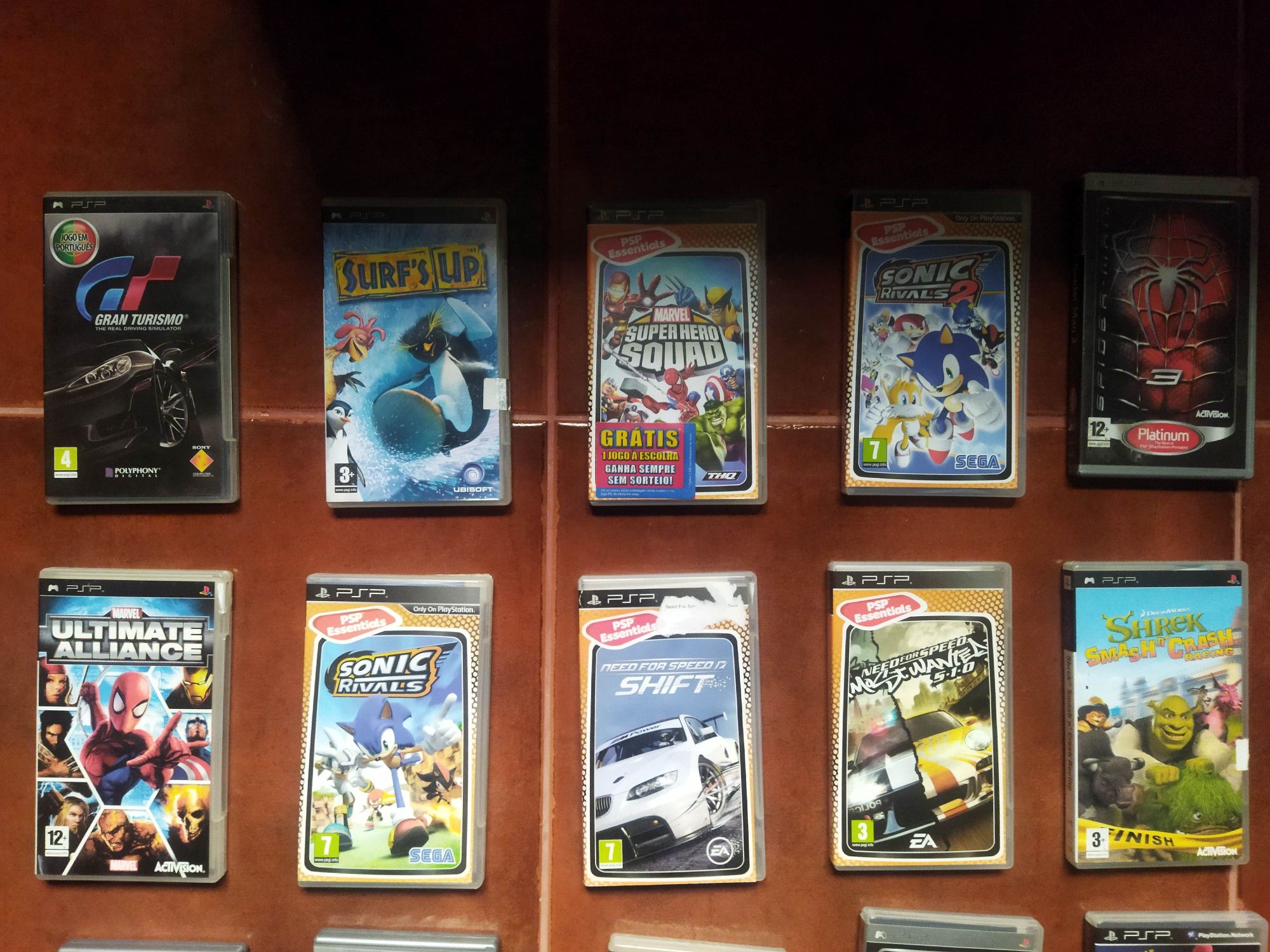 Jogos originais psp, Invizimals, Marvel, Sonic, god of war, etc