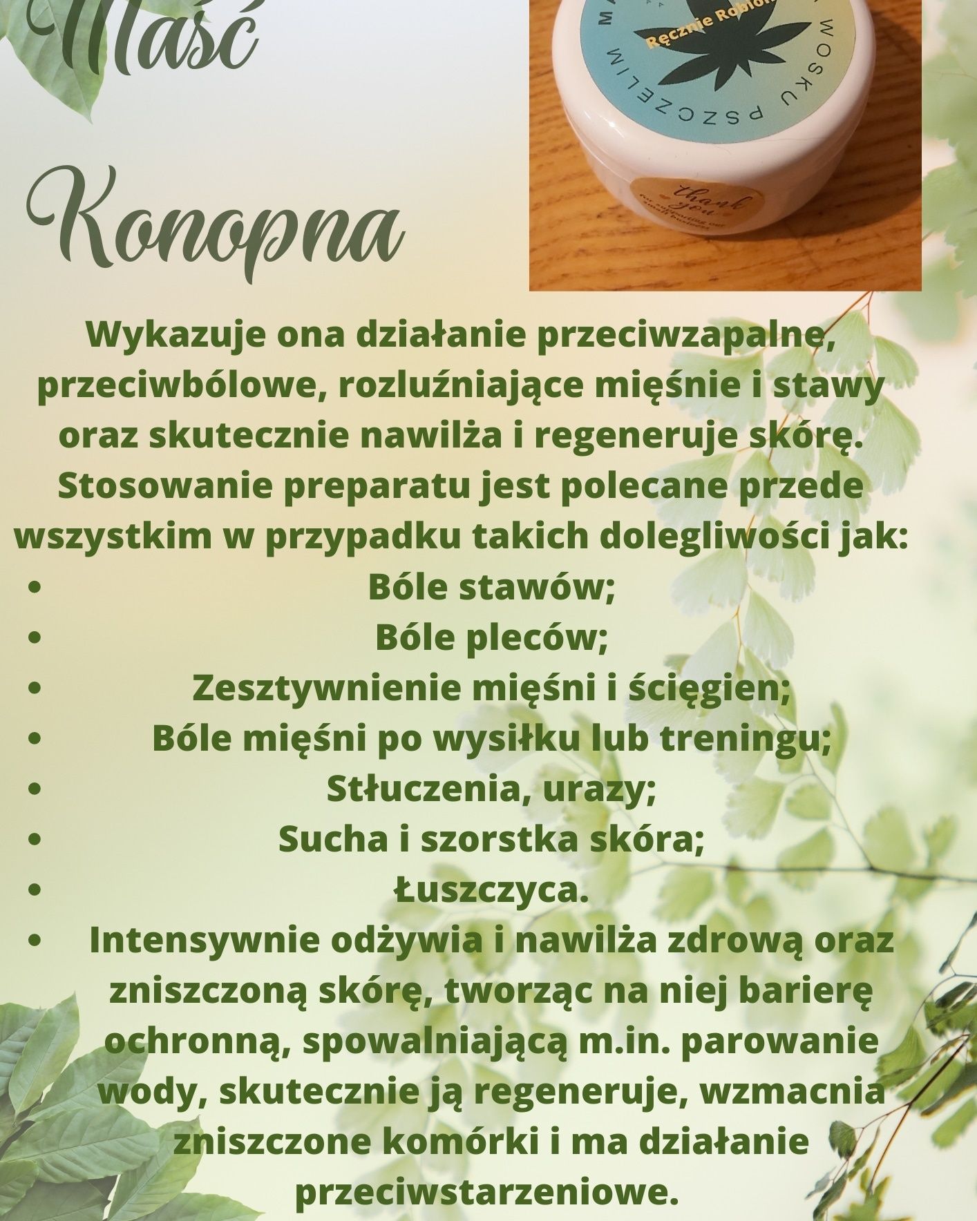 Maść konopna 100% naturalna 30ml