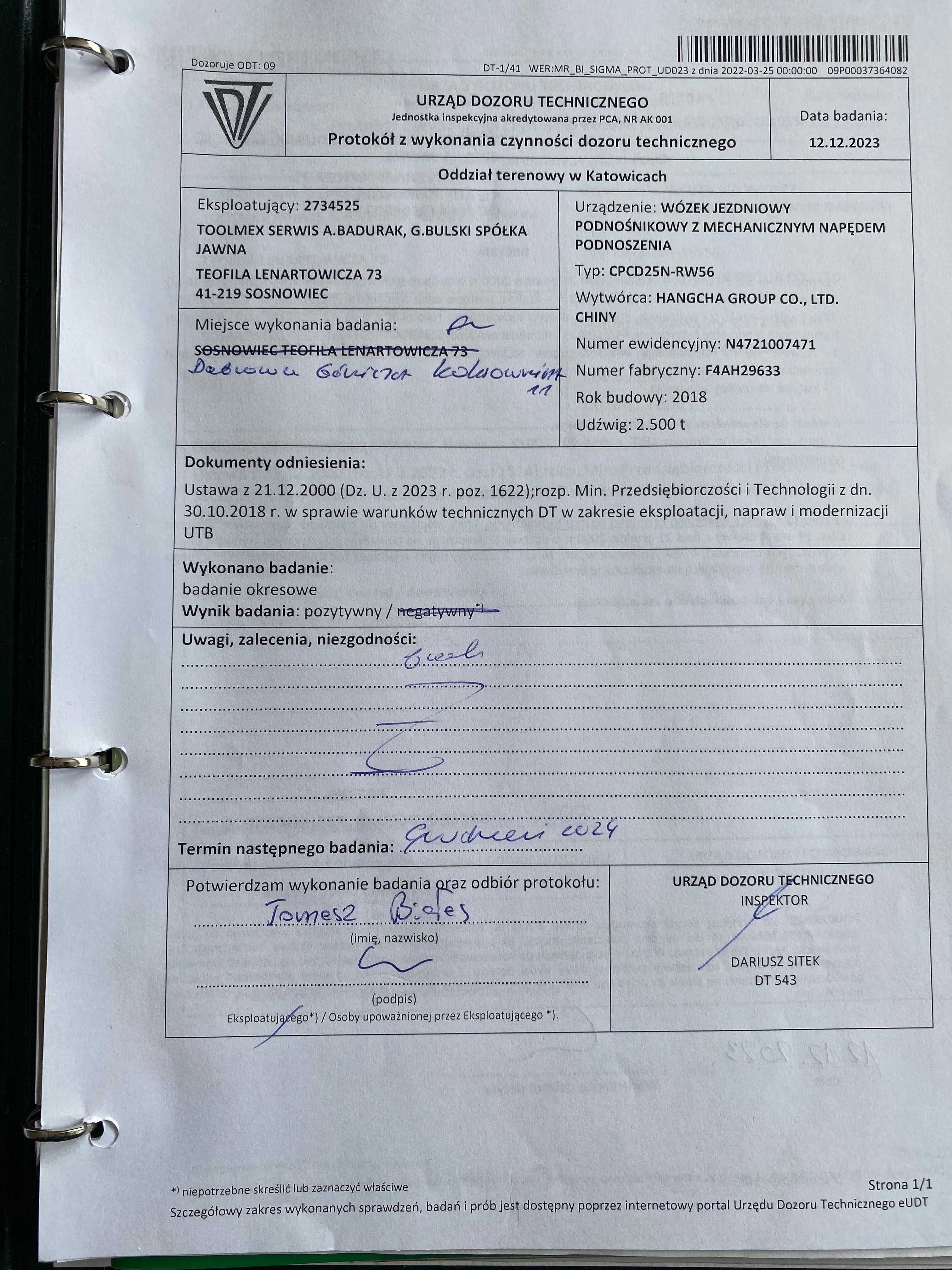 Wózek widłowy HANGCHA CPCD25N-RW56 diesel 2,5T. Triplex kabina YANMAR