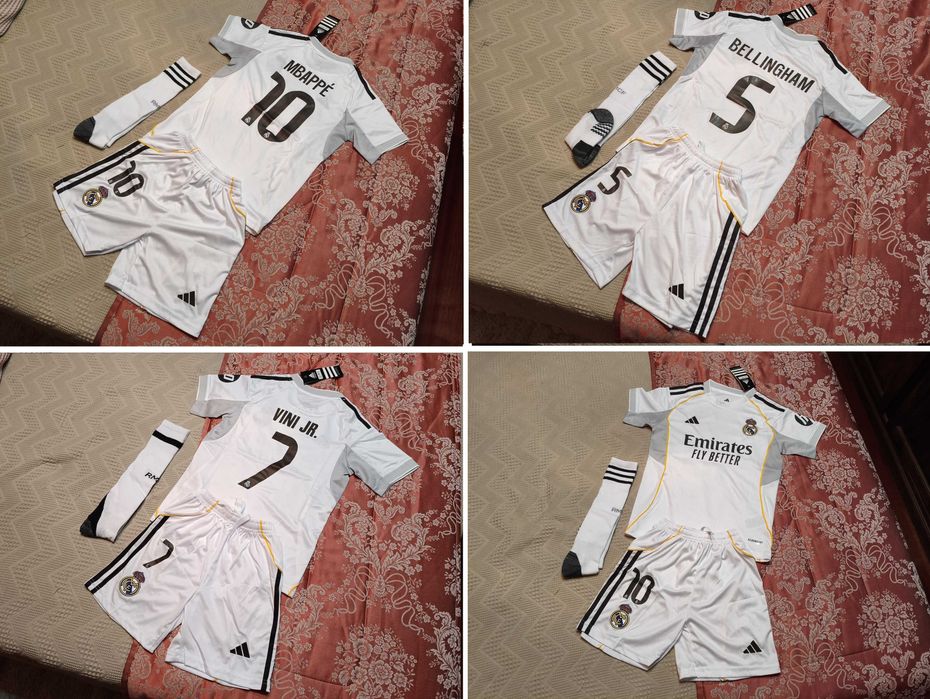 Equipamento Real Madrid CRIANÇA Camisola MBAPPE VINI JR. BELLINGHAM