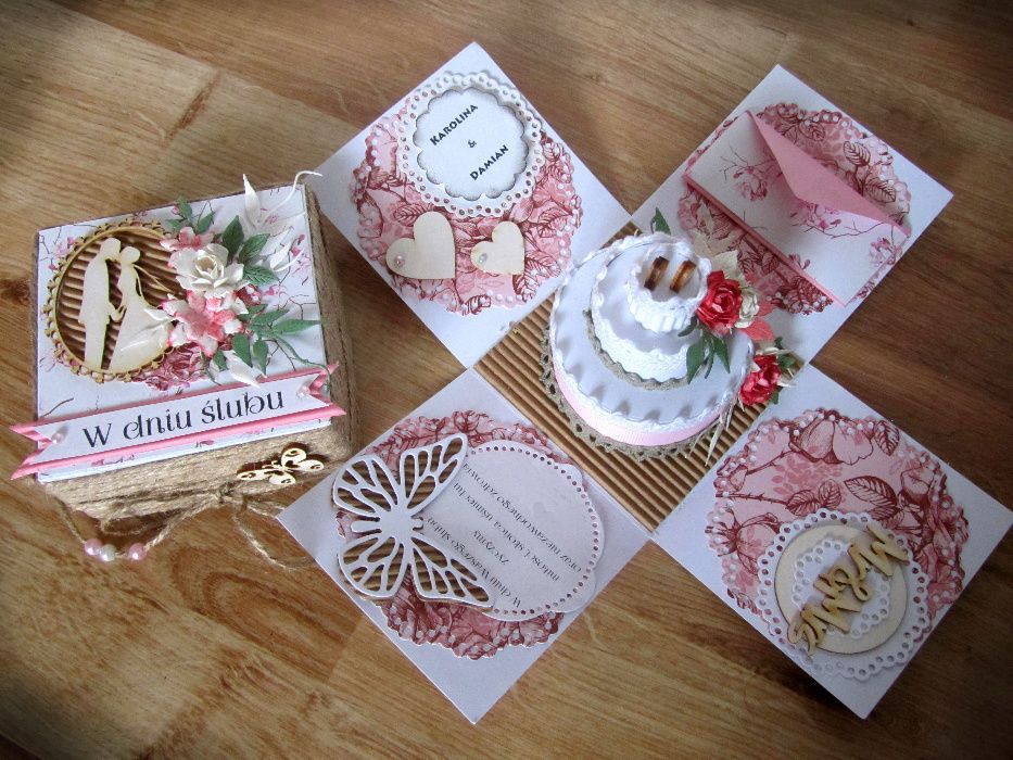 Exploding Box Handmade scrapbooking ślubny ślub wesele prezent