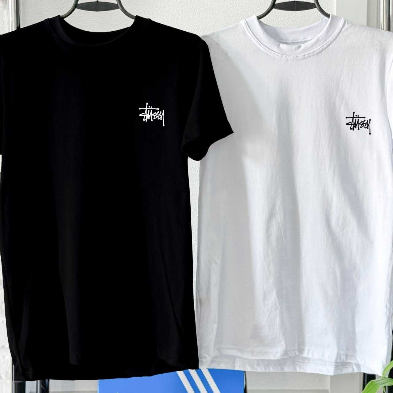 Футболка STUSSY Basic — Чорний, Білий • Стусси Базовая басик