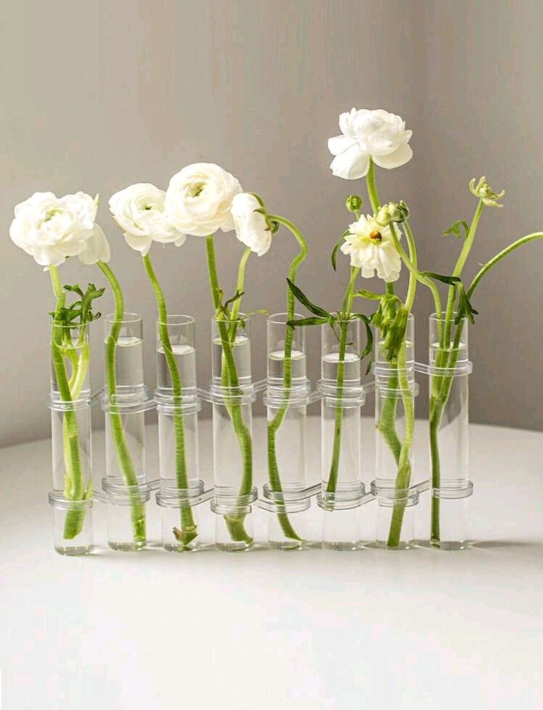 Nowy wazon zginalny Shein na bambusy kwiaty szkło+plastik 8 fiolek