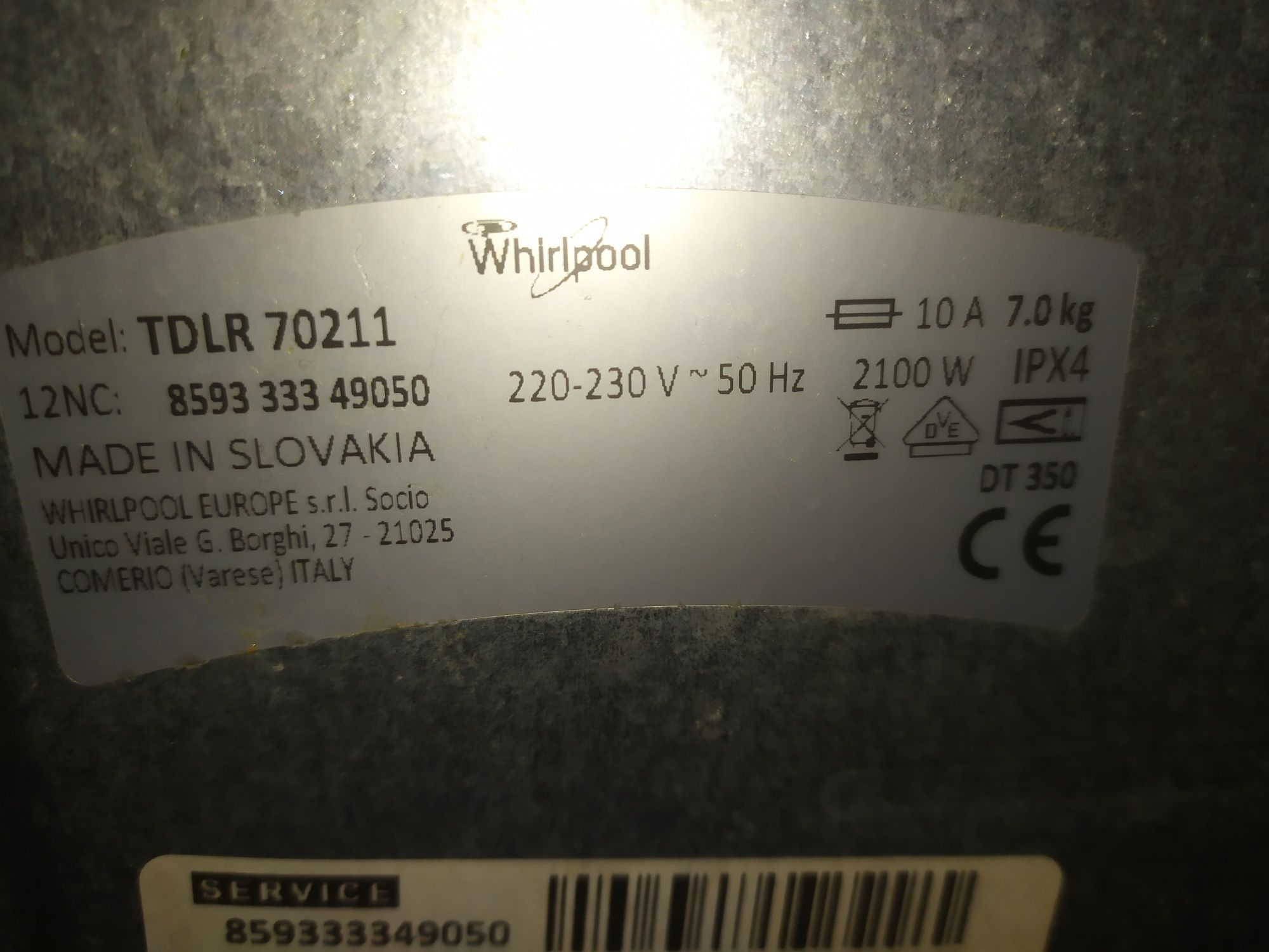 Części do pralki Whirlpool TDLR70211