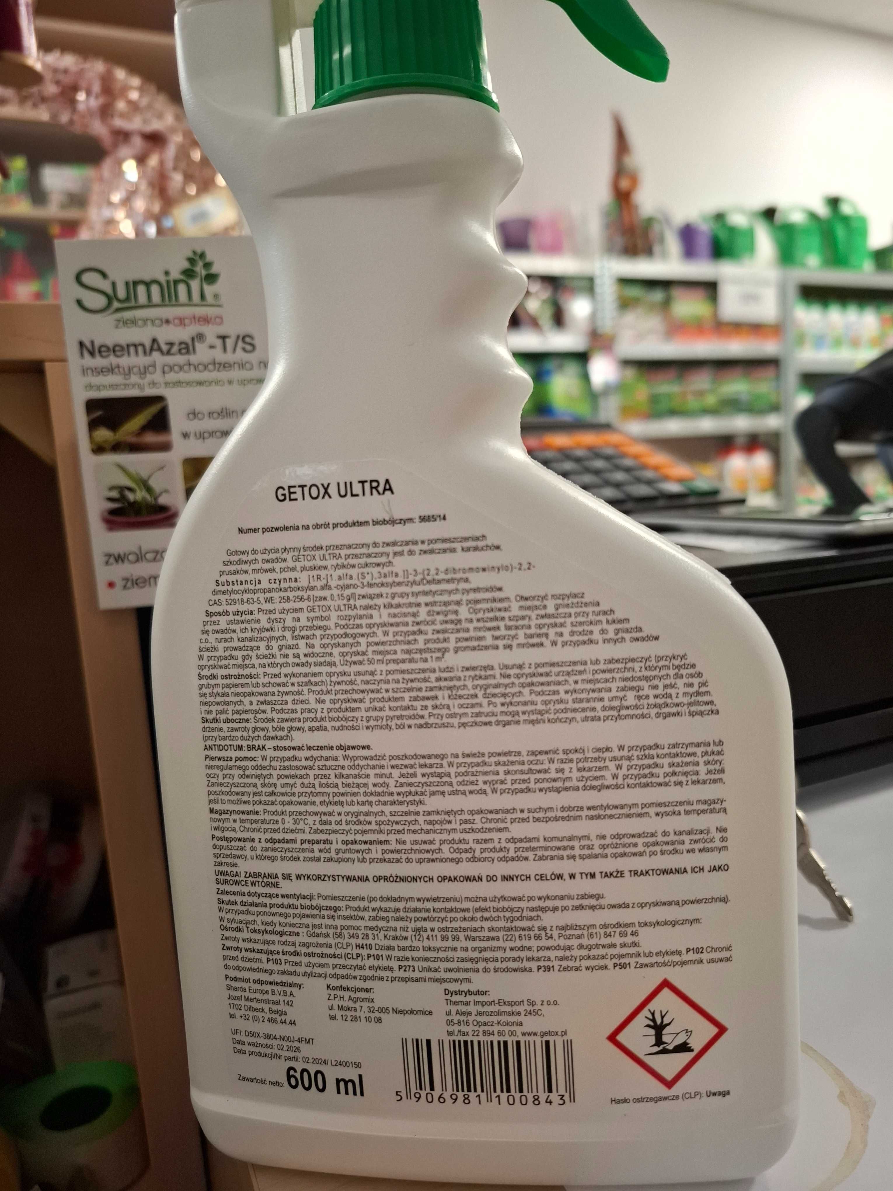 Getox Ultra na pluskwy i pchły 600ml Skuteczny