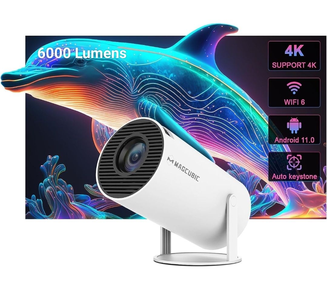 Projetor led 6000 lumens ANDROID 11 + Keystone 4D/ 1080P