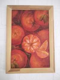 Картина "Апельсины", авторская работа холст, размер 20/30см, акрил