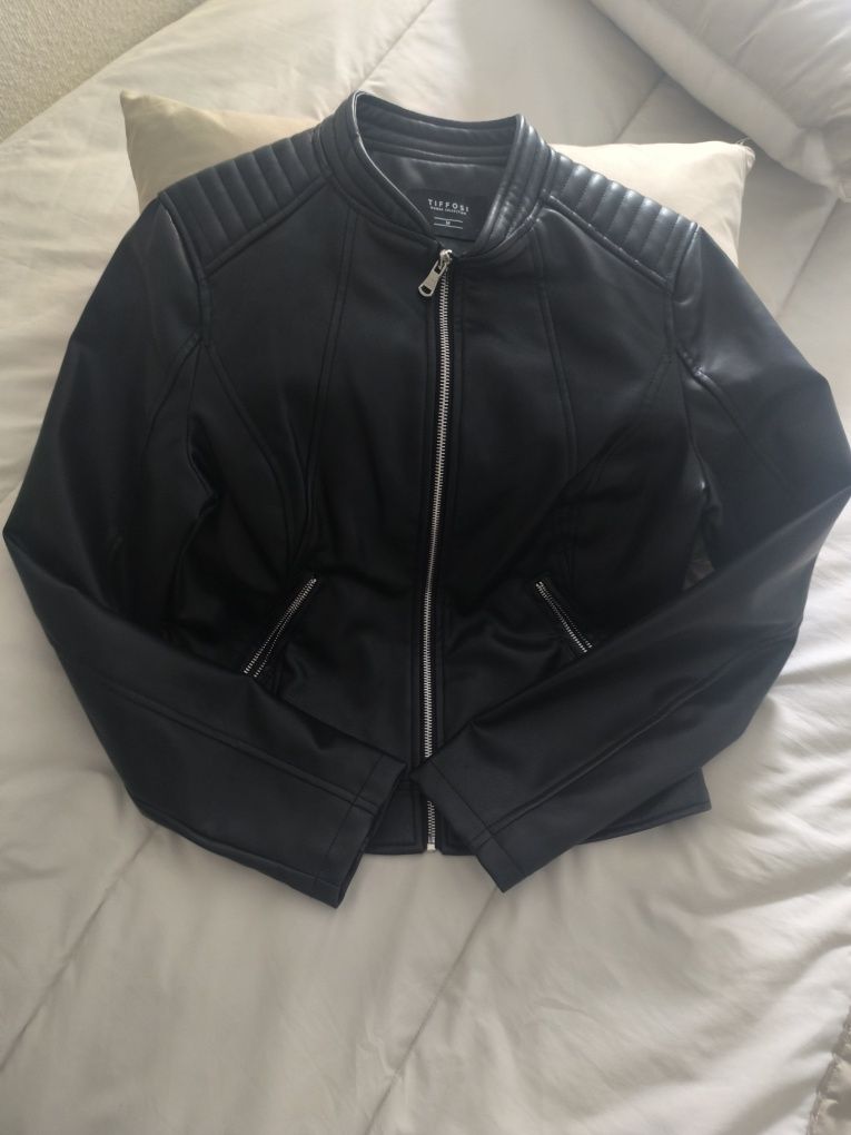Blazer  preto em pele