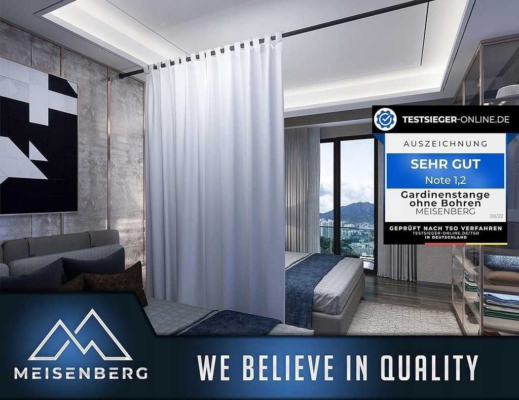 MEISENBERG Karnisz Bez Wiercenia, 360-410 cm, Ø 32 mm, Matowy Czarny