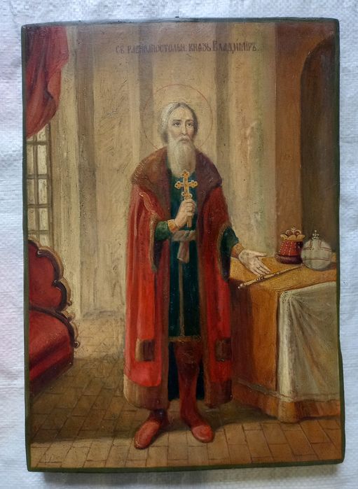 Старинная икона князь Владимир