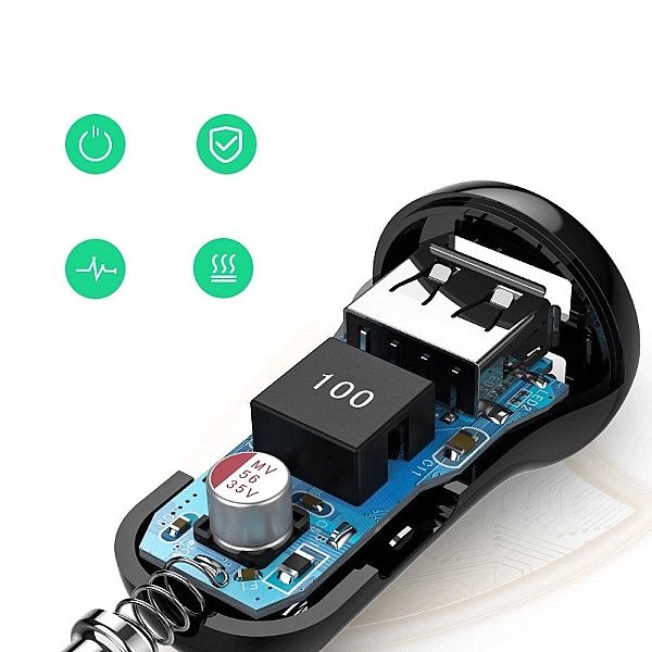 Ugreen ładowarka samochodowa 2x USB 24W 4,8 A (2x 2,4 A) czarny (50875