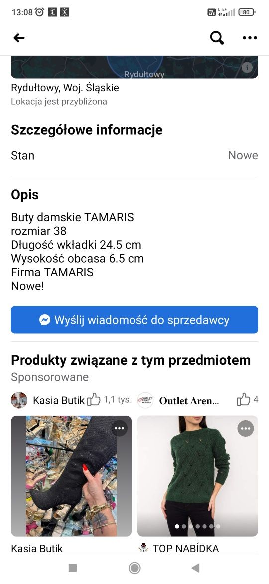 Buty czółenka damskie różowe Tamaris rozm 38