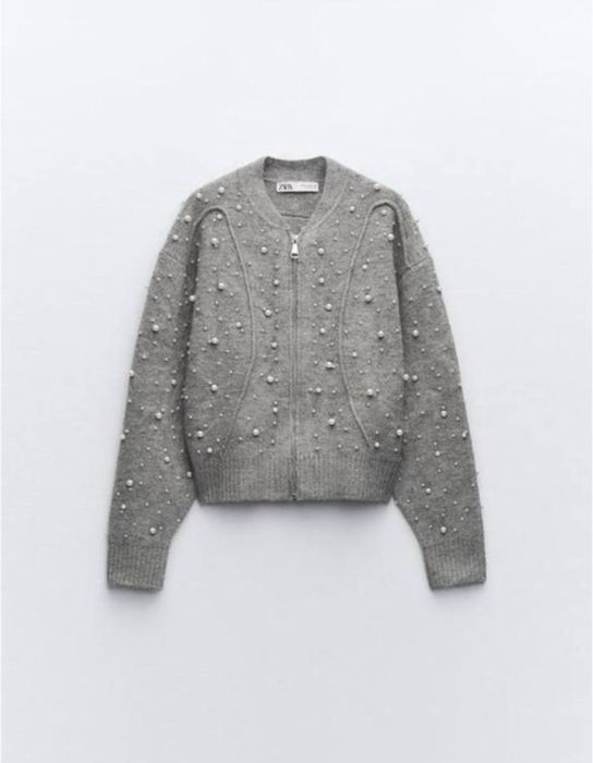 Кофтинка бомбер зіп худі Zara з перлинками блискітками стрази