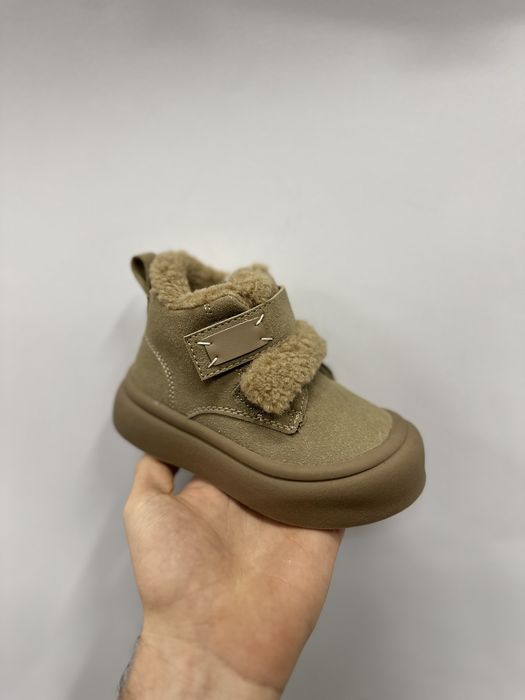 Черевички дитячі зимові 21-26, коричневі ботинки на зиму, стильні легк
