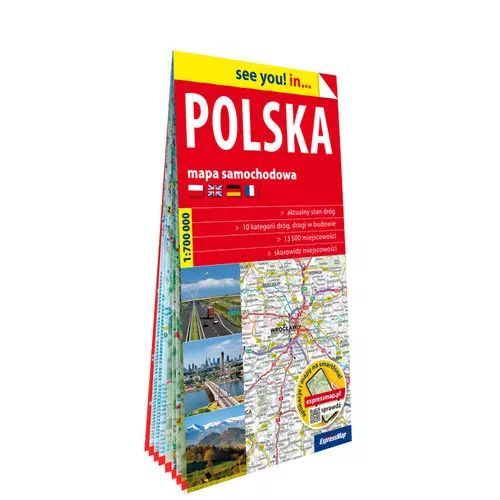 Polska; papierowa mapa samochodowa 1:700 000. ExpressMap