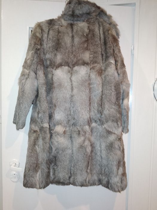 Futro naturalne kozie szare L