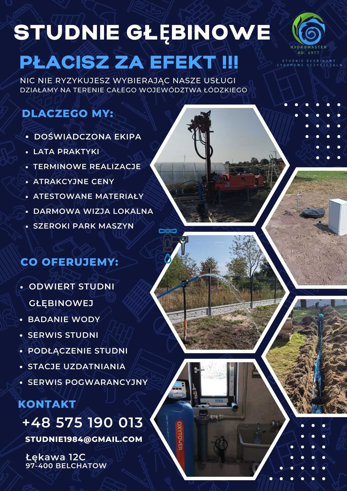 STUDNIE GŁĘBINOWE•Odwiert studni•kompleksowe uzbrojenie•stacje uzdatn.